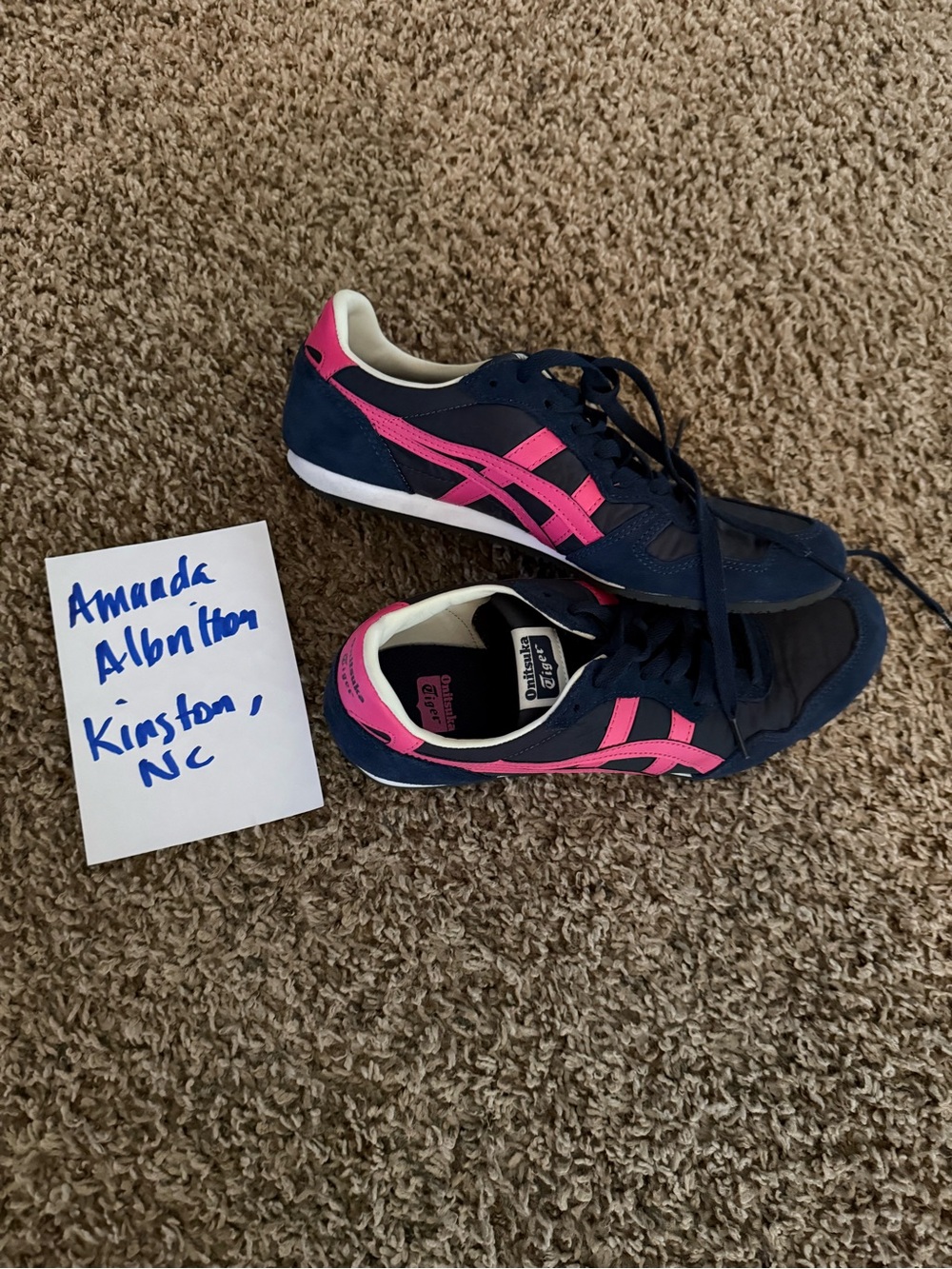 Onitsuka Tiger Navy Sneakers with Pink Accents